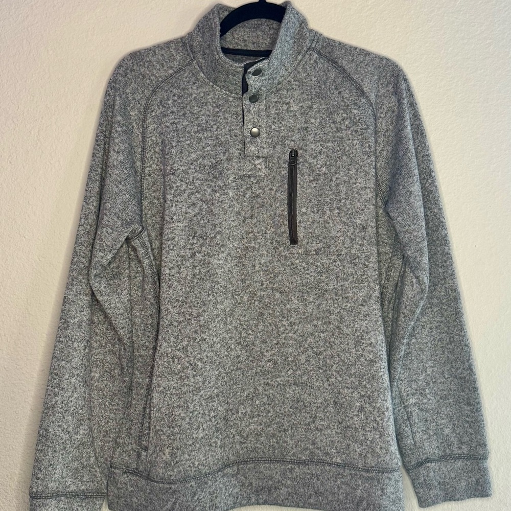 Men's Gray Sweater with Chest Pocket